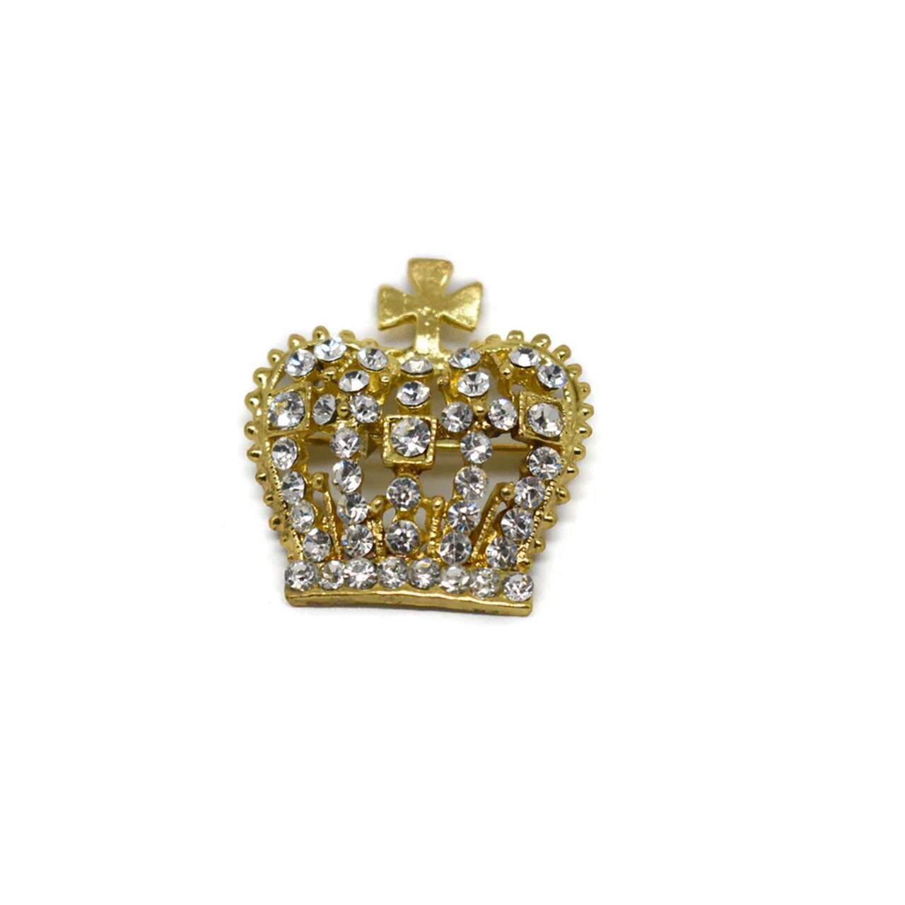 Crown Rhinestone Brooch Pin For Clothing Bags DIY Crafts 1 1/2 Inch X 1 1/4 Inch
